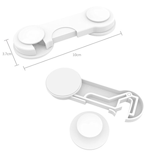 10 cerraduras de seguridad para niños de Canwn, para cajones y armarios, con pegamento fuerte (no se necesita taladrar) en blanco