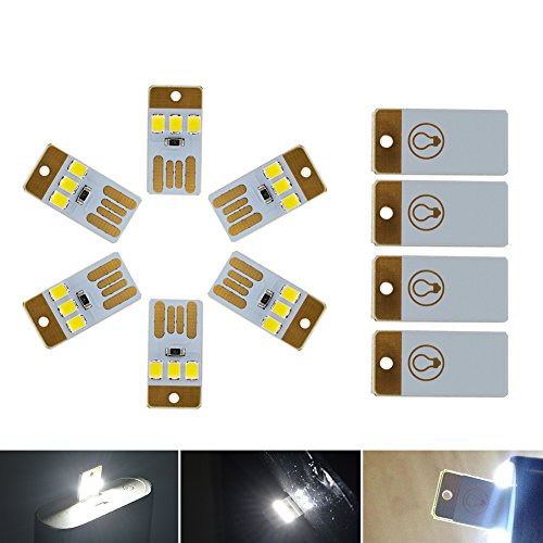 10 x Mini USB LED Luz Chip de un Solo Lado Luz de Noche Portátil Llavero Acampar Computadora luz de Reserva Blanco Puro