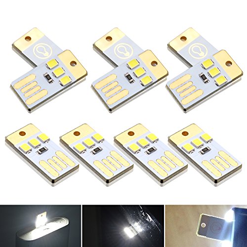 10 x Mini USB LED Luz Chip de un Solo Lado Luz de Noche Portátil Llavero Acampar Computadora luz de Reserva Blanco Puro