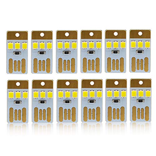 10 x Mini USB LED Luz Chip de un Solo Lado Luz de Noche Portátil Llavero Acampar Computadora luz de Reserva Blanco Puro