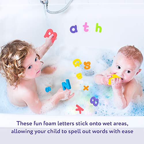 100 Juguetes de Baño y bañera - Adecuados para Niños y Bebés - 26 Letras del Alfabeto en espuma de Colores Brillantes - Perfecto para jugar y aprender.