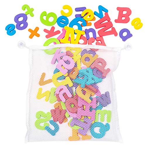 100 Juguetes de Baño y bañera - Adecuados para Niños y Bebés - 26 Letras del Alfabeto en espuma de Colores Brillantes - Perfecto para jugar y aprender.