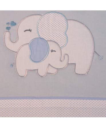 10XDIEZ Juego de sábanas Cuna Elefante Azul - Medidas sabanas bebé - Minicuna (50x80cm)