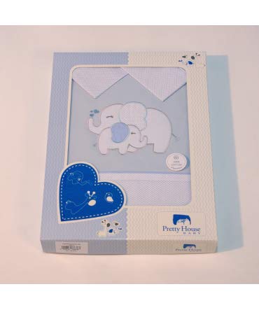 10XDIEZ Juego de sábanas Cuna Elefante Azul - Medidas sabanas bebé - Minicuna (50x80cm)