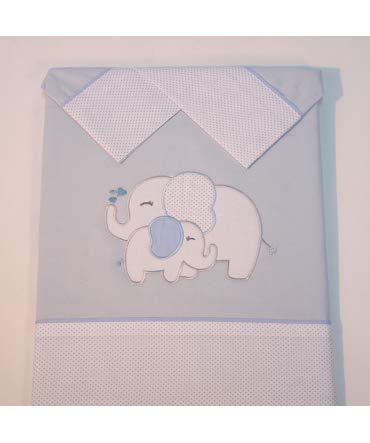 10XDIEZ Juego de sábanas Cuna Elefante Azul - Medidas sabanas bebé - Minicuna (50x80cm)