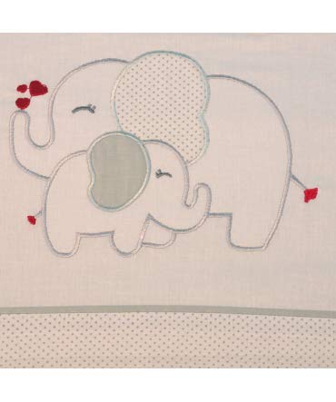 10XDIEZ Juego de sábanas Cuna Elefante Blanco/Gris - Medidas sabanas bebé - Cuna (60x120cm)