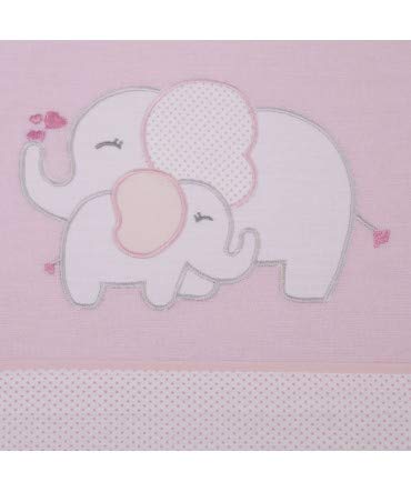 10XDIEZ Juego de sábanas Cuna Franela Elefante Rosa - Medidas sabanas bebé - Cuna (60x120cm)