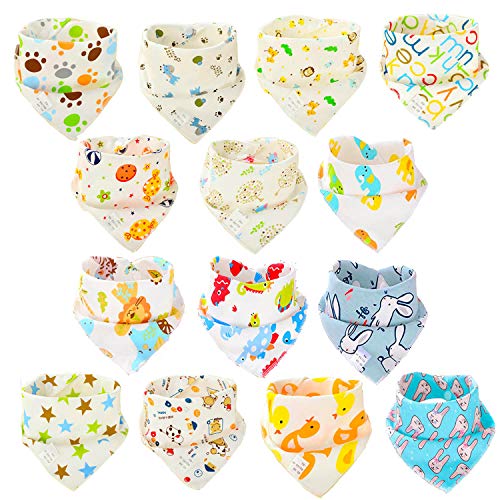 14 Baberos Bebe Bandanas Bufanda Toalla Drool Babas Tela para Bebé Niña Niño Recien Nacido Bandana Bebe Babero Algodon Absorbente Suaves Para Sialorrea y Dentición (14pcs para Unisex)