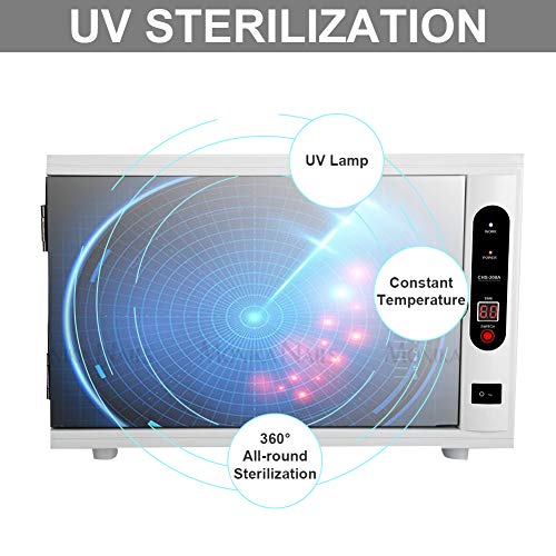 2 en 1 Gabinete de Esterilizador Estetica UV y Alta Temperatura, Caja de Desinfección de Gran Capacidad, 35.3 * 20.7 * 23.5 cm, Equipo de Esterilización para Toallas y Biberones(EU)