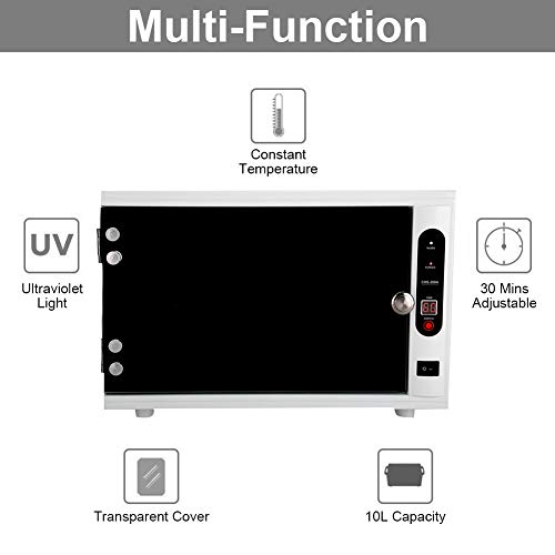 2 en 1 Gabinete de Esterilizador Estetica UV y Alta Temperatura, Caja de Desinfección de Gran Capacidad, 35.3 * 20.7 * 23.5 cm, Equipo de Esterilización para Toallas y Biberones(EU)