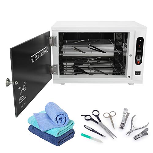 2 en 1 Gabinete de Esterilizador Estetica UV y Alta Temperatura, Caja de Desinfección de Gran Capacidad, 35.3 * 20.7 * 23.5 cm, Equipo de Esterilización para Toallas y Biberones(EU)