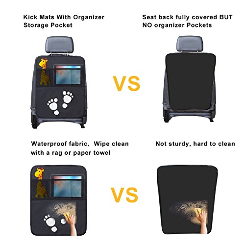 2 Pack Organizadores para Coche WEINAS Kick Mats de Coche Protector de Asiento Respaldo de Coche Patadas/Pies Sucios de Niños Funda Cubierta para Asiento Trasero - Protectores de Asiento Respaldo