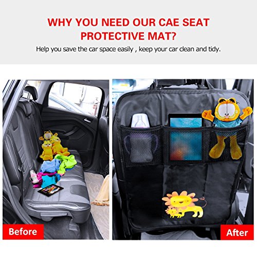 2 Pack Organizadores para Coche WEINAS Kick Mats de Coche Protector de Asiento Respaldo de Coche Patadas/Pies Sucios de Niños Funda Cubierta para Asiento Trasero - Protectores de Asiento Respaldo