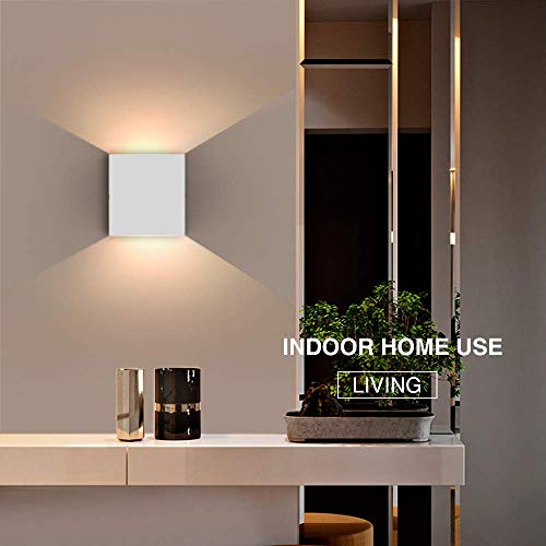 2 PCS 6W LED de pared Arriba abajo Lámpara de pared interior Moderno Aplique de pared Accesorios de iluminación para la sala de estar Dormitorio Baño Cocina Comedor, Blanco cálido