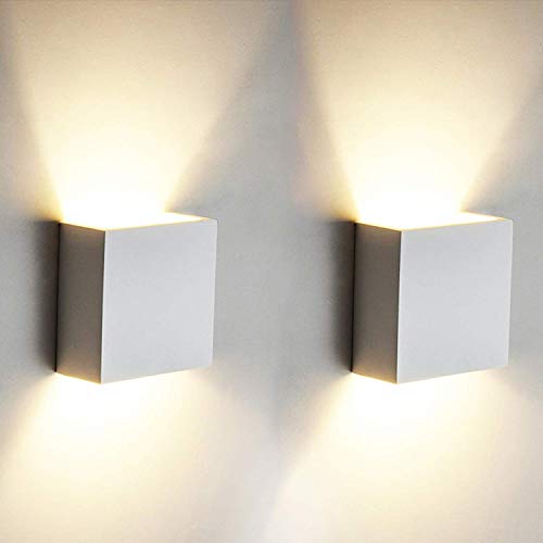 2 PCS 6W LED de pared Arriba abajo Lámpara de pared interior Moderno Aplique de pared Accesorios de iluminación para la sala de estar Dormitorio Baño Cocina Comedor, Blanco cálido