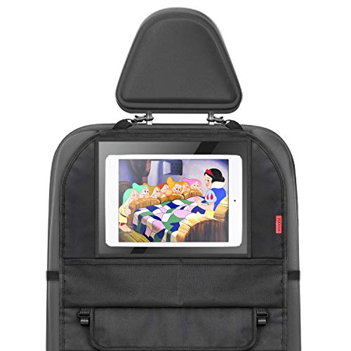 2 Piezas Organizadores para Coche- Protector de Asiento Organizador para Asiento Trasero de Coche Universal Multi-Bolsillos Organizadores con 10''Soporte Ipad Coche,1 Caja de Pañuelos Gratis