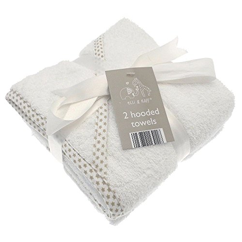 2 suave blanco Elli y Raff para bebé con capucha toalla de baño 100% algodón bebé regalo (blanco)