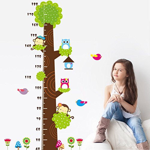 2015 new style Diseño de búho y mono para niños con texto en inglés de árboles fondo vinilo adhesivo para pared infantil de altura