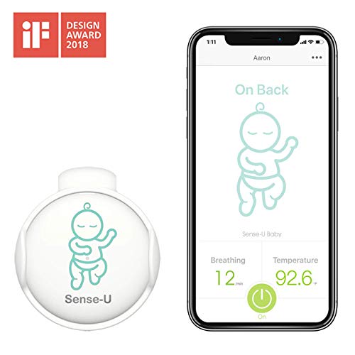 (2019 Nuevo Modelo)Sense-U bebé Monitor de respiración y movimiento del sueño estomacal del bebé : alarma de respiración, alarma de sueño estomacal, alarma de sobrecalentamiento, alarma de resfriarse