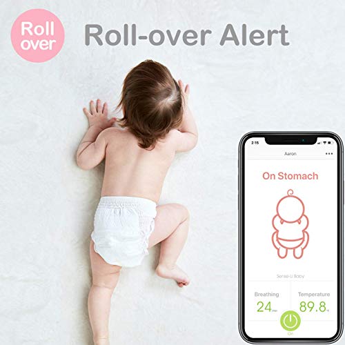 (2019 Nuevo Modelo)Sense-U bebé Monitor de respiración y movimiento del sueño estomacal del bebé : alarma de respiración, alarma de sueño estomacal, alarma de sobrecalentamiento, alarma de resfriarse