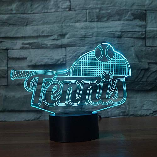 3D Illusion Night Light bluetooth smart Control 7&16M Color Mobile App Led Vision Raqueta de tenis para niños mesa de noche decoración para dormir bebé año infantil como sala de estar 3 en 1