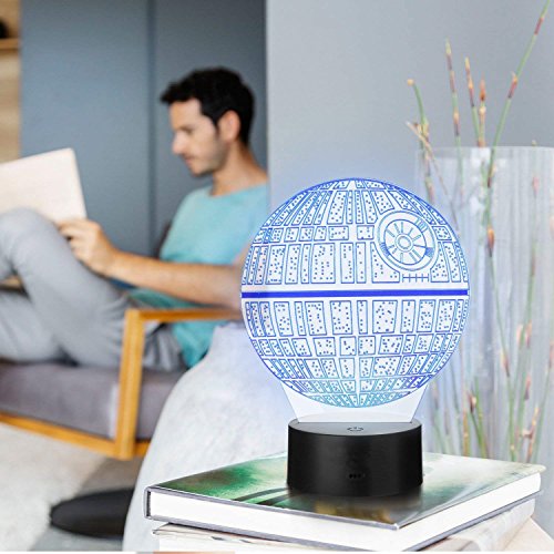 3D Ilusión óptica Lámpara LED Luz de noche Deco LED Lámpara 7 colores de control remoto con Acrílico Plano & ABS Base & Cargador usb (Star Wars)