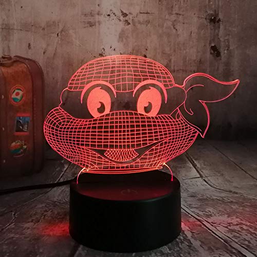 3D Ilusión óptica Lámpara Luz de Noche de Escritorio LED dormitorio para los niños y regalo de Navidad de cumpleaños USB Tortugas ninja mutantes USB