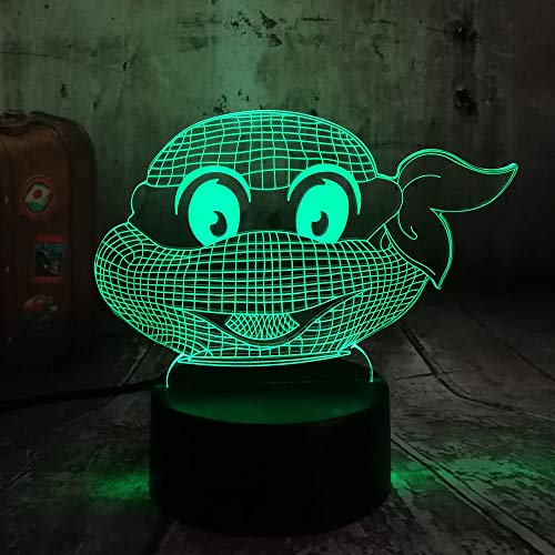 3D Ilusión óptica Lámpara Luz de Noche de Escritorio LED dormitorio para los niños y regalo de Navidad de cumpleaños USB Tortugas ninja mutantes USB