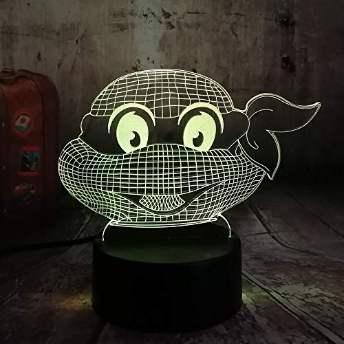 3D Ilusión óptica Lámpara Luz de Noche de Escritorio LED dormitorio para los niños y regalo de Navidad de cumpleaños USB Tortugas ninja mutantes USB