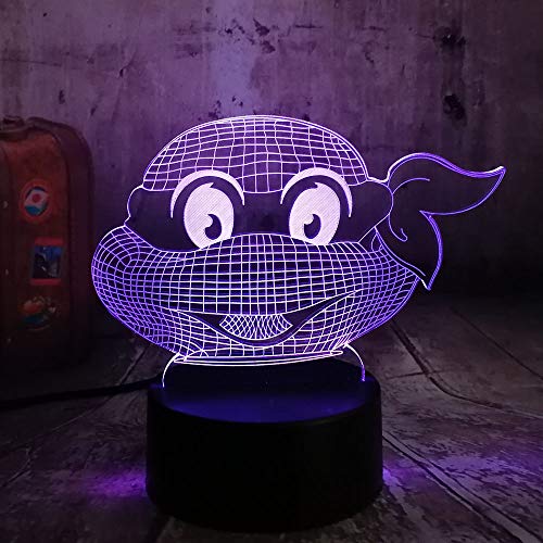 3D Ilusión óptica Lámpara Luz de Noche de Escritorio LED dormitorio para los niños y regalo de Navidad de cumpleaños USB Tortugas ninja mutantes USB