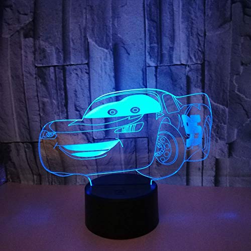 3D Lámpara Óptico Illusions Luz Nocturna, Cotai Car Lámpara De Mesita De Noche, Luces De Noche Para Niños Decoración De Escritorio 7 Colores Cambio De Botón Táctil Y Cable Usb