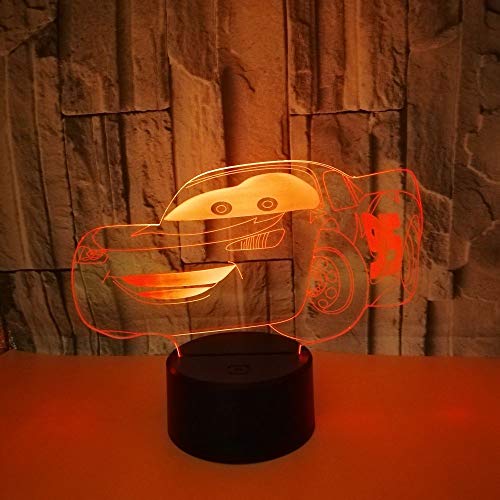 3D Lámpara Óptico Illusions Luz Nocturna, Cotai Car Lámpara De Mesita De Noche, Luces De Noche Para Niños Decoración De Escritorio 7 Colores Cambio De Botón Táctil Y Cable Usb