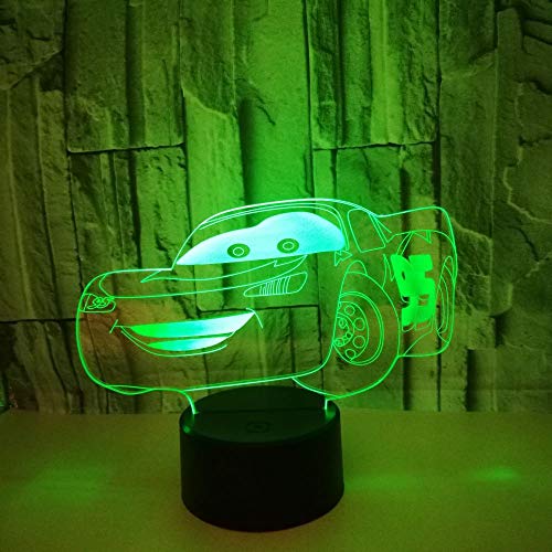 3D Lámpara Óptico Illusions Luz Nocturna, Cotai Car Lámpara De Mesita De Noche, Luces De Noche Para Niños Decoración De Escritorio 7 Colores Cambio De Botón Táctil Y Cable Usb