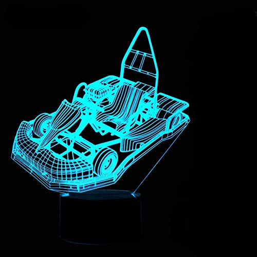 3D Led Creativo Decoración Para El Hogar Luz Nocturna Luces De Modelado De Go-Kart 7 Cambio De Color Karting Coche Niños Botón Táctil Lámpara De Mesa