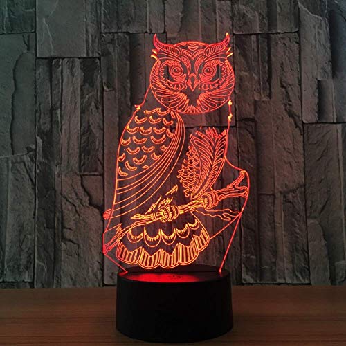 3D Night Light OWL Bird 7 colores USB ajustable 3D Night Light Lighting 7 colores que cambian LED Lámpara de escritorio de mesa Tienda de regalos de Navidad