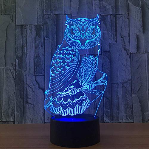 3D Night Light OWL Bird 7 colores USB ajustable 3D Night Light Lighting 7 colores que cambian LED Lámpara de escritorio de mesa Tienda de regalos de Navidad