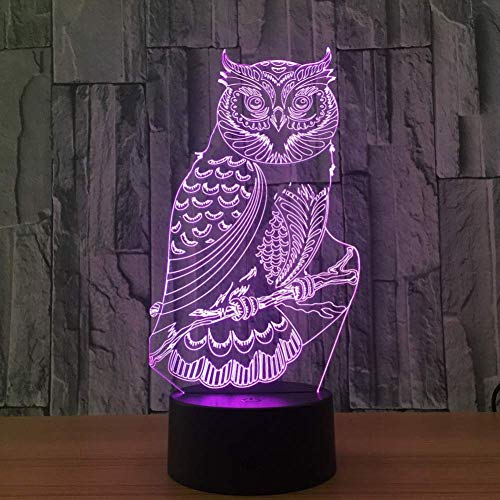 3D Night Light OWL Bird 7 colores USB ajustable 3D Night Light Lighting 7 colores que cambian LED Lámpara de escritorio de mesa Tienda de regalos de Navidad