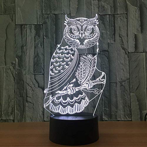 3D Night Light OWL Bird 7 colores USB ajustable 3D Night Light Lighting 7 colores que cambian LED Lámpara de escritorio de mesa Tienda de regalos de Navidad