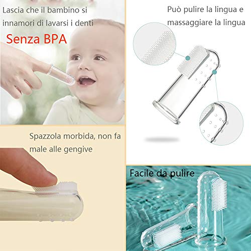 4pcs Chupetes para Frutas S/M/L + 1pcs Cadena de Chupete + 2pcs Cepillos de Dedo para Bebés + 2 Cucharas de Alimentador para Niños Regalos para Bebés