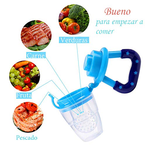 4pcs Chupetes para Frutas S/M/L + 1pcs Cadena de Chupete + 2pcs Cepillos de Dedo para Bebés + 2 Cucharas de Alimentador para Niños Regalos para Bebés