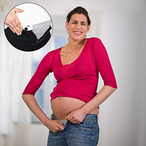 6 Paquetes Extensor de Pantalones de Maternidad Extensor de Cintura Ajustable Extensor de Cintura de Embarazo Alargador de Pantalones Elástico para Mujeres Embarazadas, 5 Colores