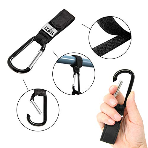 6 Pinzas para Cochecito 2 Gancho Para Colgar Cochecito Muselina o las Mantas Para Colgar Cartera Bolso Bolsas (2Negro+ 2Blanco+2Gris)