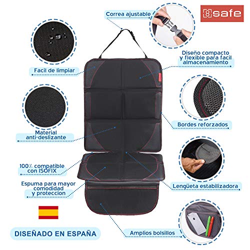 8safe Protector de Alta Calidad para Asiento de Coche (PACK x 2) | Antideslizante y Resistente | ISOFIX Compatible | Material Oxford 600D | Tamaño ideal para Turismos/SUV