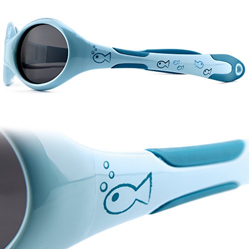 ActiveSol gafas de sol para BEBÉ | NIÑO | 100% protección UV 400 | polarizadas | irrompibles, de goma flexible | 0-24 meses | 18 gramos [Talla S - Pez]