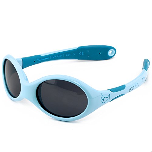 ActiveSol gafas de sol para BEBÉ | NIÑO | 100% protección UV 400 | polarizadas | irrompibles, de goma flexible | 0-24 meses | 18 gramos [Talla S - Pez]