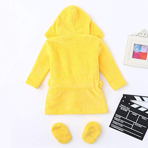 Albornoz para bebés de 0-12 Meses, Albornoz con Capucha para bebés y niños, Pijamas para bebés recién Nacidos, Pijamas, Dibujos Animados para bebés, Trajes de Dormir (0-6 Meses, Amarillo)