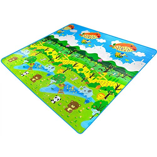 Alfombra de bebé 200x180x0.5cm, Material PE ecológico Jirafa de Doble Cara Impermeable y a Prueba de Humedad Ultra Ligero Plegable Colchoneta de Escalada 2 lados juguetes Eductaional para niños, esp