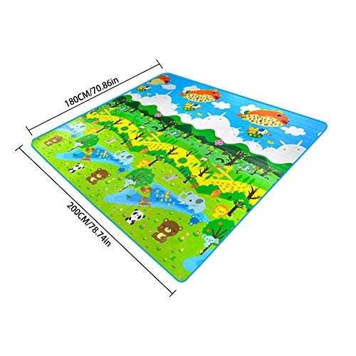 Alfombra de bebé 200x180x0.5cm, Material PE ecológico Jirafa de Doble Cara Impermeable y a Prueba de Humedad Ultra Ligero Plegable Colchoneta de Escalada 2 lados juguetes Eductaional para niños, esp