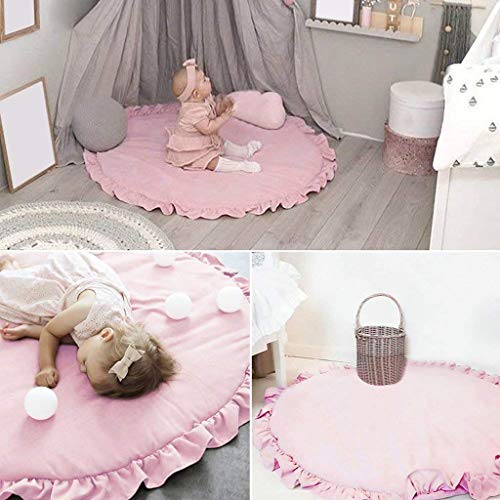 Alfombra de juegos para niños, Estera redonda del bebé del cordón para el juego que se arrastrándose durmiendo, Suave Grueso linda flor para la decoración casera, 105cm(A)