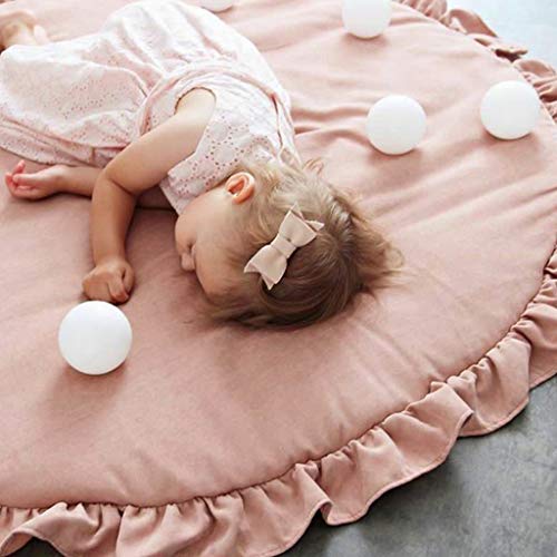 Alfombra de juegos para niños, Estera redonda del bebé del cordón para el juego que se arrastrándose durmiendo, Suave Grueso linda flor para la decoración casera, 105cm(A)